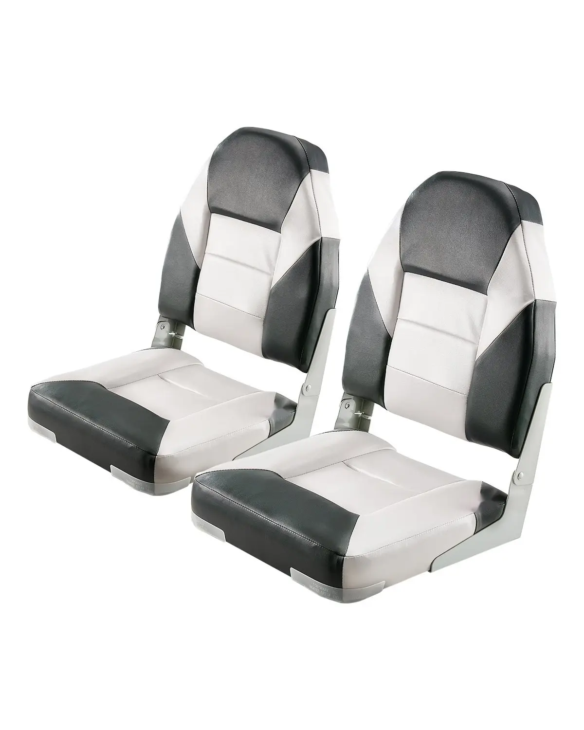 Boat Seat High Back Rest Flip Up Boat Seat Cushion Sponge Padding For Marine Use, Black And Grey Cover, Waterproof, Anti-Slip, Durable Foam Padding For Fishing Boats, Pontoon, Kayaks, Power Boats, Outdoor Comfort