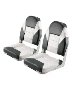 Boat Seat High Back Rest Flip Up Boat Seat Cushion Sponge Padding For Marine Use, Black And Grey Cover, Waterproof, Anti-Slip, Durable Foam Padding For Fishing Boats, Pontoon, Kayaks, Power Boats, Outdoor Comfort