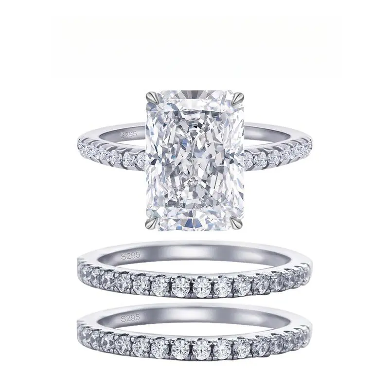 4CT Radiant Cut  D VVS1  Ring S925 Sterling Silver for Women-Engagement Wedding Band Solitaire rincess cut ring halo  Bridal Rings for women