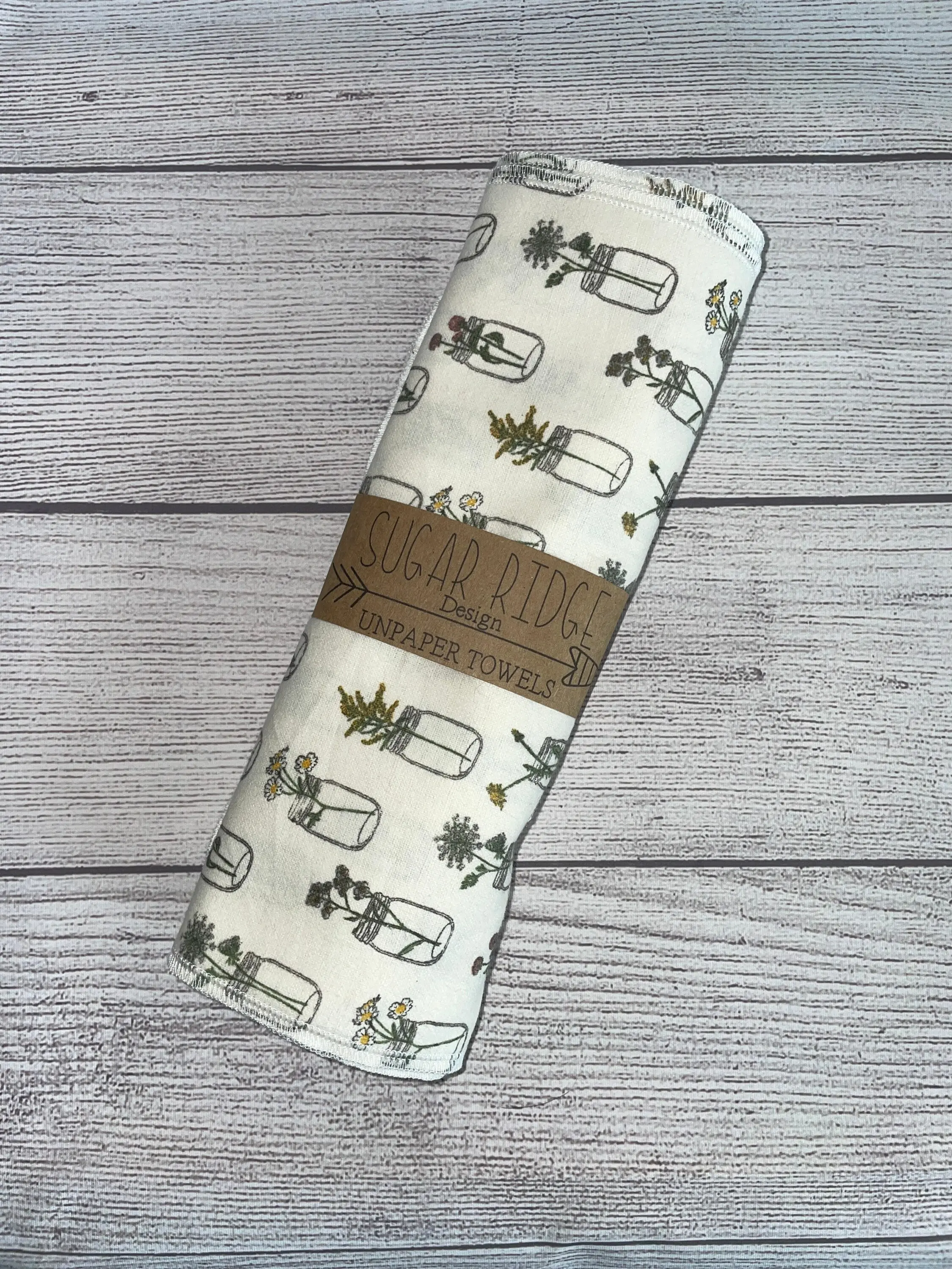 Mason Jar Flowers,Reusable Towels, ZeroWaste, Eco-Friendly, Kitchen Towel, Napkin, Reusable, Paperless kitchen Paper Towels 12- 10 x 12" ,Washable Cloth Towel Cotton Household Flannel Cleaning
