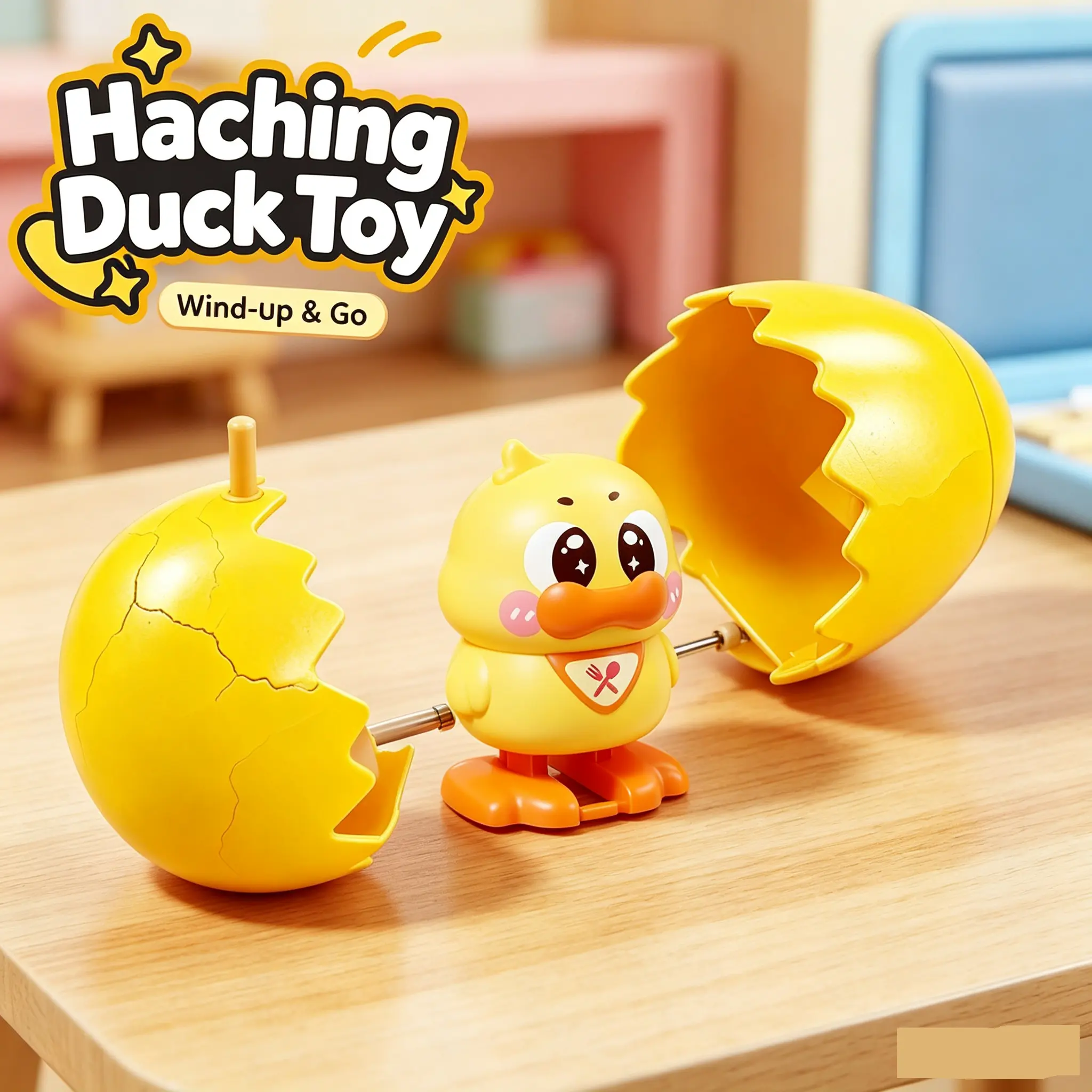 Hatching Duck Wind-Up Toy, Cute Walking Duck with Egg Shell, Fun Interactive Playtime Gift