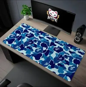 Camo Desk Mat - Trendy Gaming Mouse Pad with Iconic Streetwear Design Blue