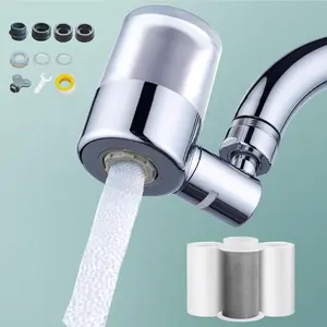 Faucet Mount Water Filter, Tap Water Purifier Reduces Lead Chlorine Heavy Metals, Water Filter for Sink Faucet Fits Standard Faucets (Includes 3 Filter)