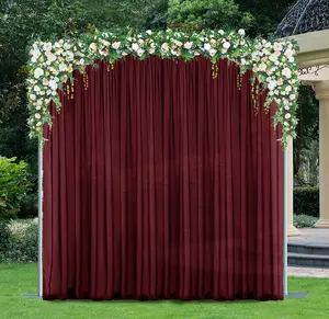10 ft x 57" Chiffon Event Backdrop Curtain Drape Panel - Burgundy (1pc)