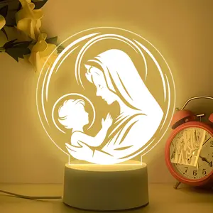 St. Mary Holding Child Decorative LED Lamp, USB Powered Switch Table Light, Bedroom Atmosphere Night Light, Ideal Gift for Home Decoration