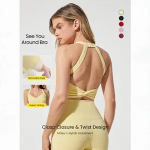 GLOWMODE FeatherFit See You Around Halter Backless Light Sports Bra Low Impact Yoga TikTokShopBlackFriday