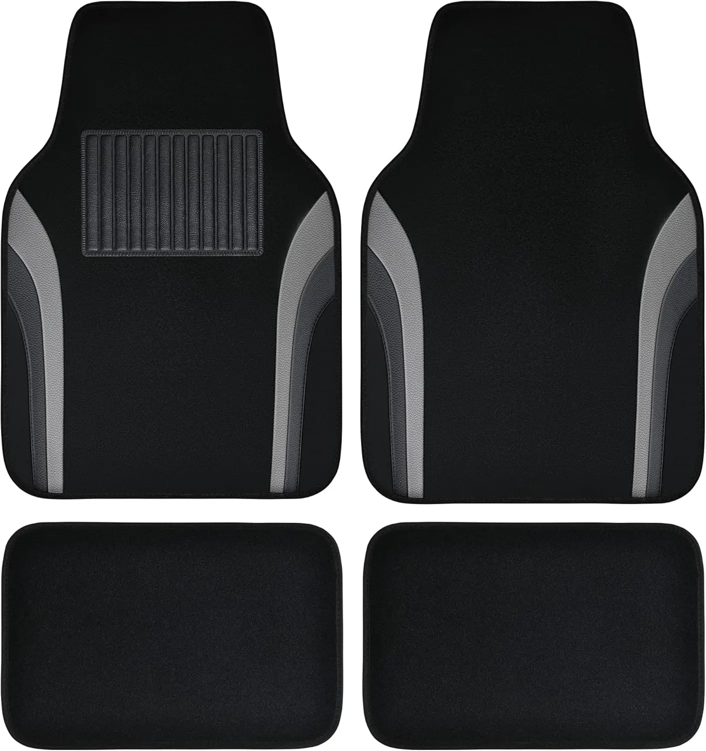 Leather Waterproof Car Floor Mats Carpet, Automotive Floor Mat Fit for Sedans, Cars, Vans, SUV, Set of 4 (Black and Gray)