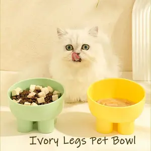 Cat Bowl High Foot Dog Bowl Leak-proof anti-tip stacked cat basin 15° Protect Cervical cats Pet Food Water Bowls Pet Supplies