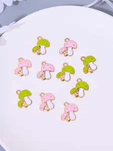 Cute Cartoon Mushroom Pendant, Perfect for DIY Jewelry Making, Includes Earrings, Necklaces, Bracelets, Keychains, Set of 10