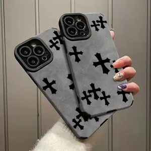 This Phone Cover, Featuring a Chic Black Cross Design, Is Suitable for Iphone Models 16, 15, 14, 13, 12, 11 PRO MAX, And XS Max Plus. It Provides a Stylish And Appealing Method to Safeguard Your Device Against Falls.