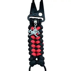 Thin Line Paracord Keychain With Charm - Various Colors