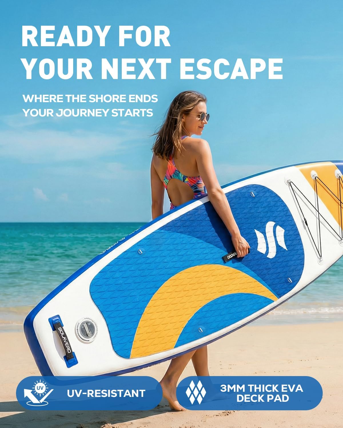 11' Inflatable SUP Paddle Board, Extra Wide & Stable with Premium Accessories, Portable Blow Up Board for Adults, Ideal for Ocean, Lake & All Skill Levels