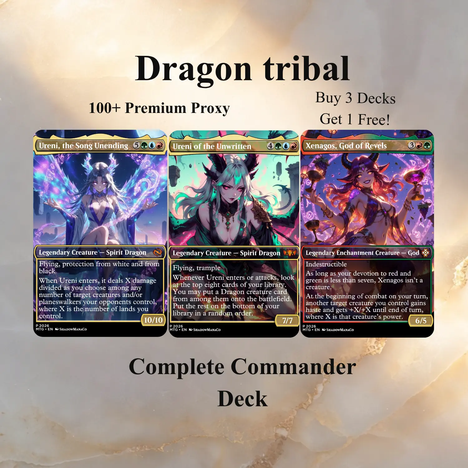 Dragon Tribal 100-Card EDH Style Proxy Set with Tokens - Fantasy Trading Card Set