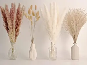 65PCS Pampas Grass Decor, Including pompas Floral, Reed Dried Grass and Bunny Tails Dried Flowers, Natural Dried Pampas Grass Bouquet for Boho Decor Wedding, Home Decoration