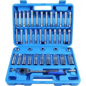 43pc Shock Absorber Strut Nut Go-Thru Socket Set Kit Ratchet Steering Hub Suspension Shock Absorber Nut Removal Tool