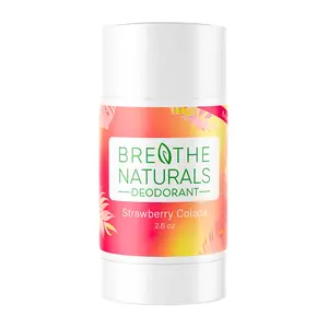 Breathe Naturals Deodorant - Strawberry Colada - Gentle On Sensitive Skin - All Day Freshness - Aluminum Free & Vegan