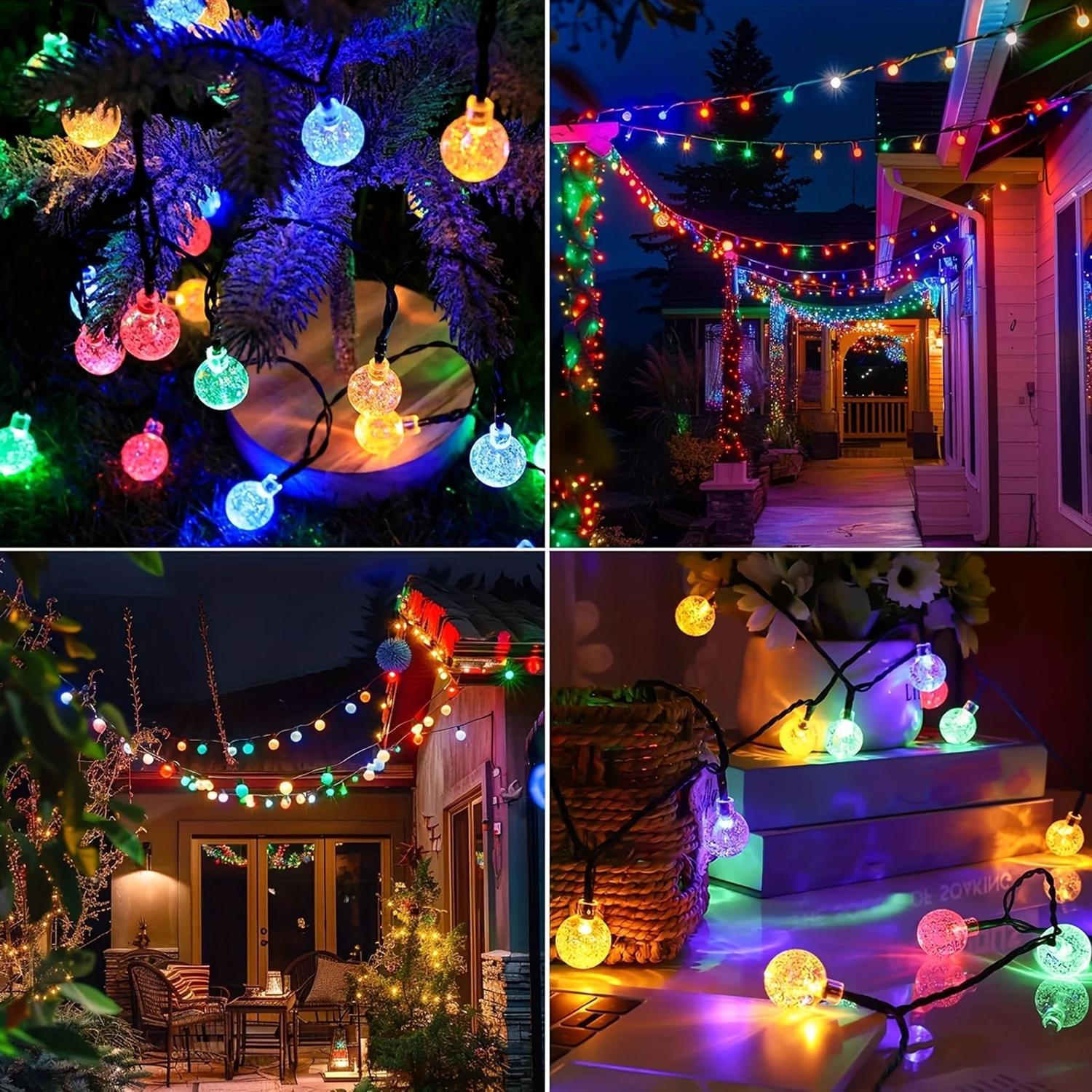 100/200 Leds Solar String Lights Outdoor Waterproof, Solar Powered Globe Patio Lights with 8 Lighting Modes for Garden Yard Porch Wedding Party Decor RV(Multicolor）