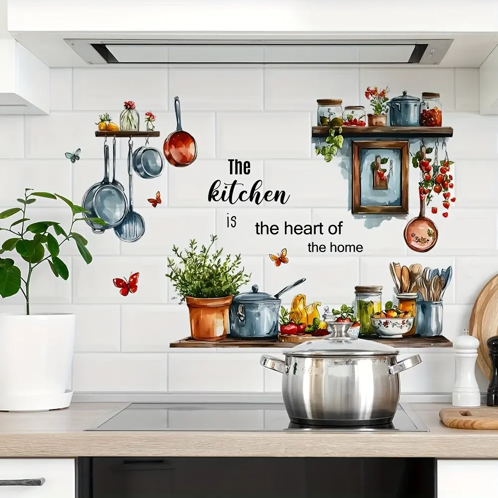 Kitchen Utensil English Slogan Wall Sticker, Decorative Sticker, Restaurant Home Decor, Easy to Apply, Durable Material, Perfect for Kitchen & Dining Areas