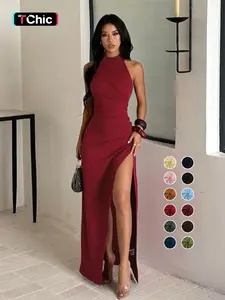 Elegant High Slit Backless Dress, Slim-Fitting Design, Perfect for Evening Wear & Special Occasions, Stylish Women's Clothing