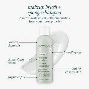 EcoTools XL Makeup Brush & Sponge Shampoo Fragrance-Free Dermatologist Tested 16 fl oz 473 ml Hypoallergenic Cruelty-Free Vegan for Sensitive Skin