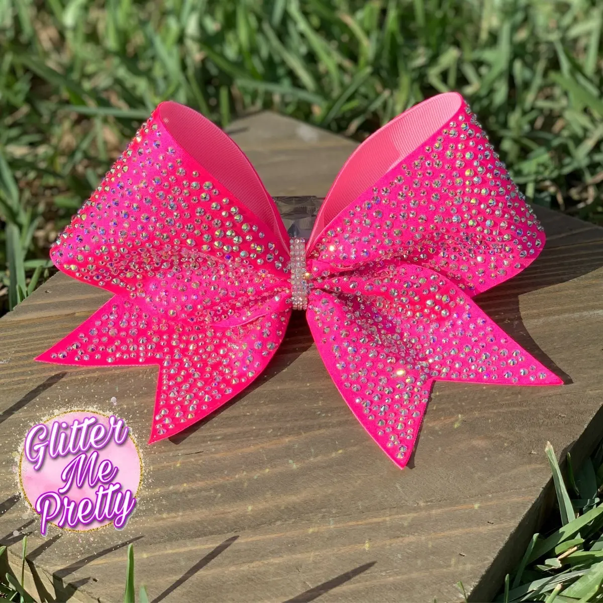 Cheer Bow Rhinestone Neon Pink Cheer Bow Rhinestone Neon Pink