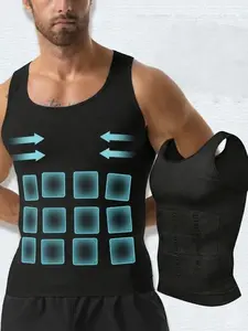 Men Slimming Body Shaper Corset, Compression Shirts, Waist Training Corset, Breathable High Elasticity Fitted Vest, Tummy Control Shapewear Abs Abdomen, Slimming Vest Waist Trainer Corset, Suitable For Fitness, Sports And Daily Wear