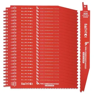 25 Pack 9 Inch 6/12 Tpi Reciprocating Saw Blades for Wood and Nail-Embedded Wood Cutting, Sawzall Blades with 8% Cobalt for Life and Faster Cutting Speed