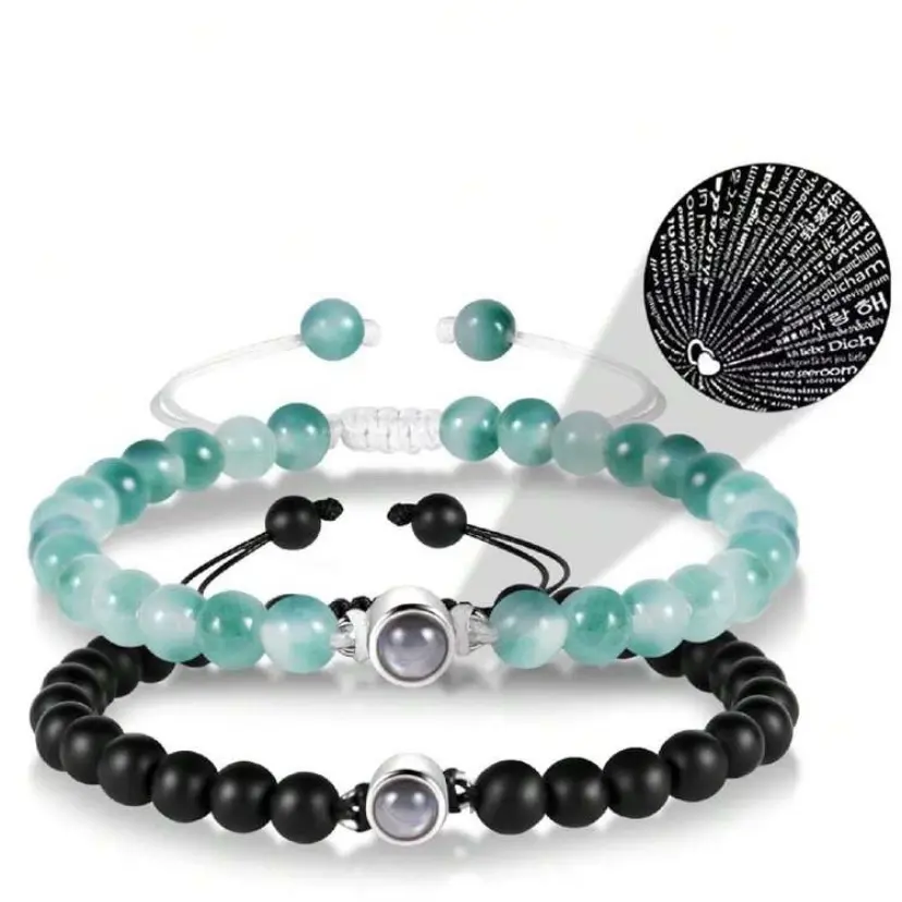 2pcs/set Beaded Bracelet 100 Language I Love You Couples Bracelets heavy special gift locked  bracelet