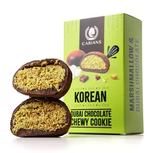 CARIAN'S Korean Dubai Chocolate Chewy Cookie - Chew the Art of Fusion, Premium Pistachio Cream and Soft Marshmallow Center, Gourmet Milk Chocolate Covered Treats, Eastern Flavors Premium Gift 2.54oz