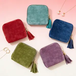 Velvet Small Jewelry Pouch with Tassel | Mini Zipper Jewelry Travel Case | Cute Velvet Coin Purse for Earrings Rings Necklaces | Portable Jewelry Organizer Bag #JewelryPouch #TravelJewelryCase