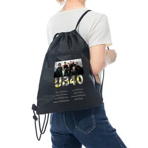 UB40 Band Print Drawstring Gym Bag Casual Sport Backpack for Music Fans Travel Outdoor Use Perfect Birthday Christmas New Year Gift for Adults and Teens Fans of Reggae and Pop Music Lovers