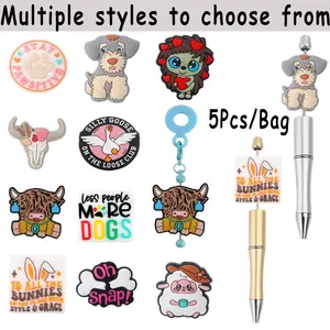 5pcs Animal Shaped Focal Silicone Beads Adorable and durable jewelry-making materials Crafts Beading Perfect for Jewelry Making DIY Necklace Bracelet Keychain Accessories