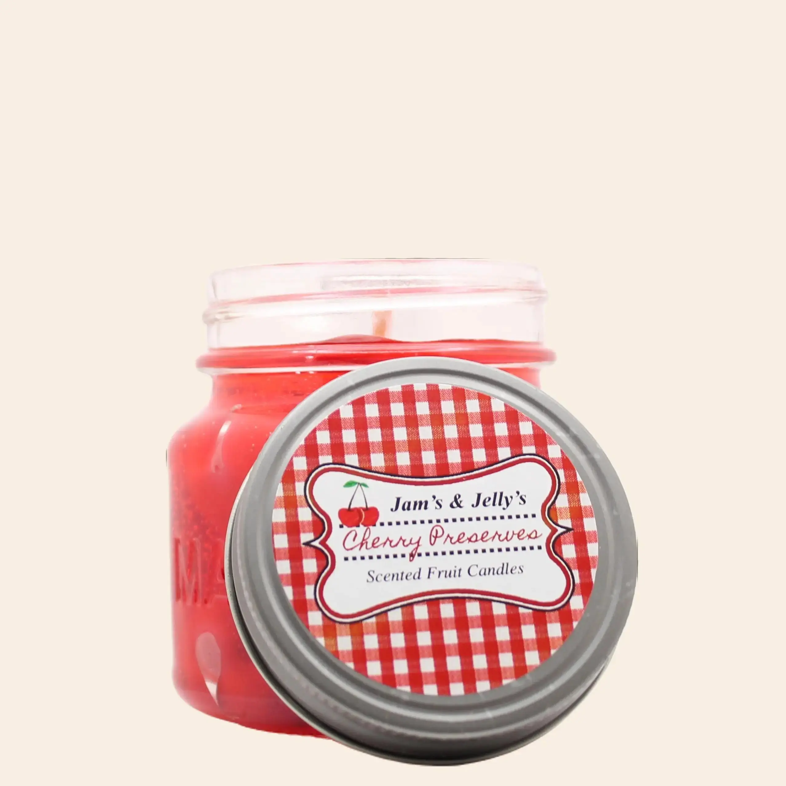 Jam's & Jelly's Cherry Preserves Scented Gel Candle - 8oz Jar | Hand-Poured in USA | Long-Lasting Burn | Fruit Candles