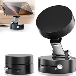Vacuum Magnetic Phone Mount, Strong Suction Cup Phone Stand with 360° Rotation, Magnetic Cell Phone Holder for Car, Desk & Filming