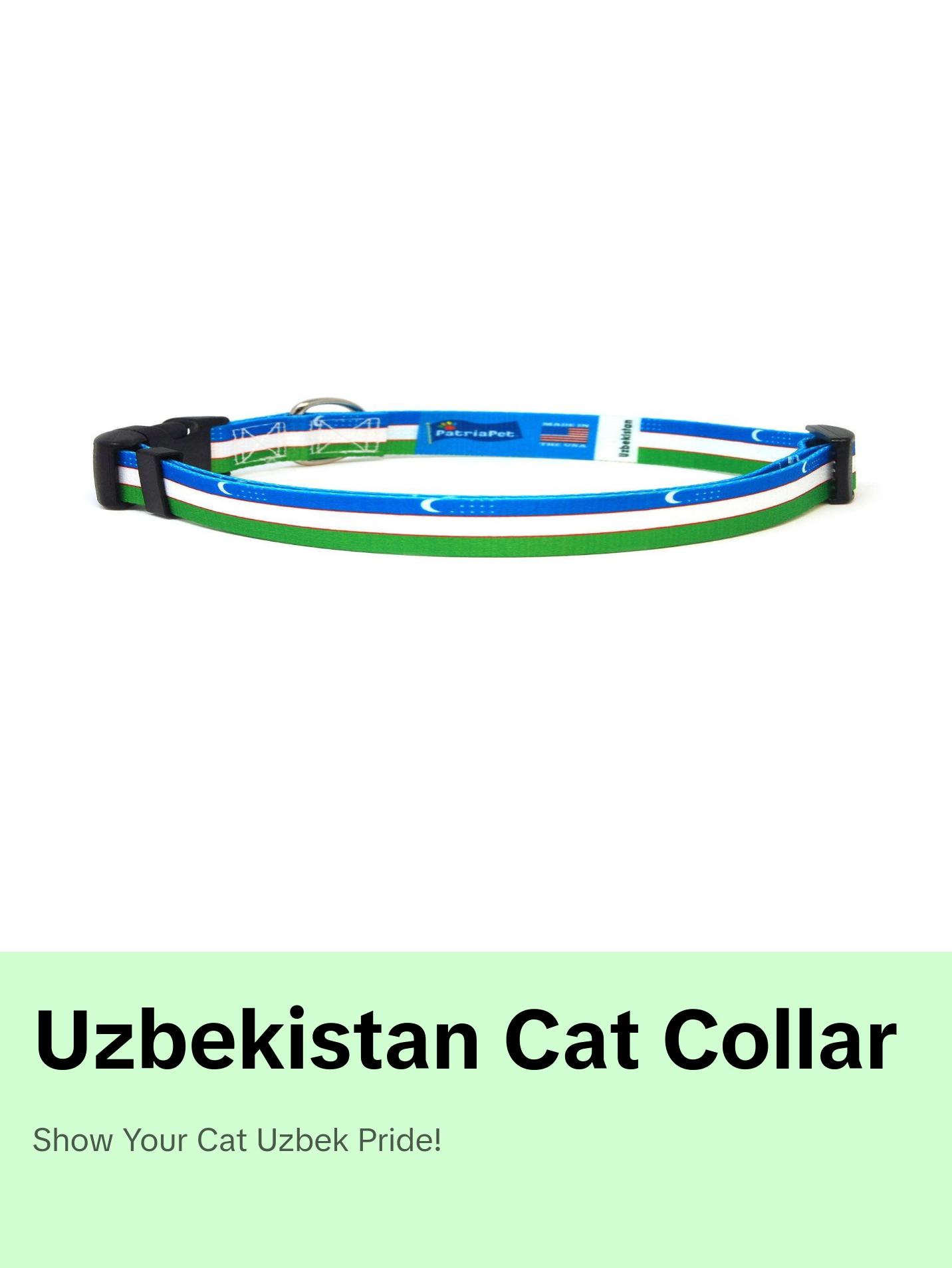 Cat Collar with Uzbekistan Flag | Great For National Holidays, Festivals, Parades, Sporting Events, Pride Events