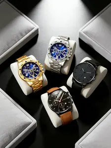 Men's Business Quartz Watch Set, High End Watch, Modern Fashionable Wristwatch, Round Dial, Pointer Display, Mineral Glass, Button Cell Battery, Perfect Gift for Boyfriend and Father