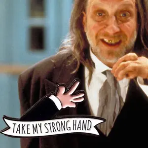 Take My Strong Hand “Scary Movie” Enamel Pin – Creepy Horror Quote Pin, Funny Scary Movie Fan Gift, Halloween Accessory