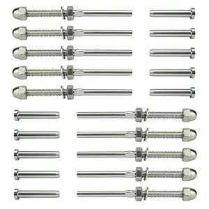 Senmit Threaded Swage Stud and Stemball Swage Cable Railing Kit End Fitting 1/8",T316 Marine Grade Stainless Steel Stair Deck Railing Wood Post Balusters Hardware System