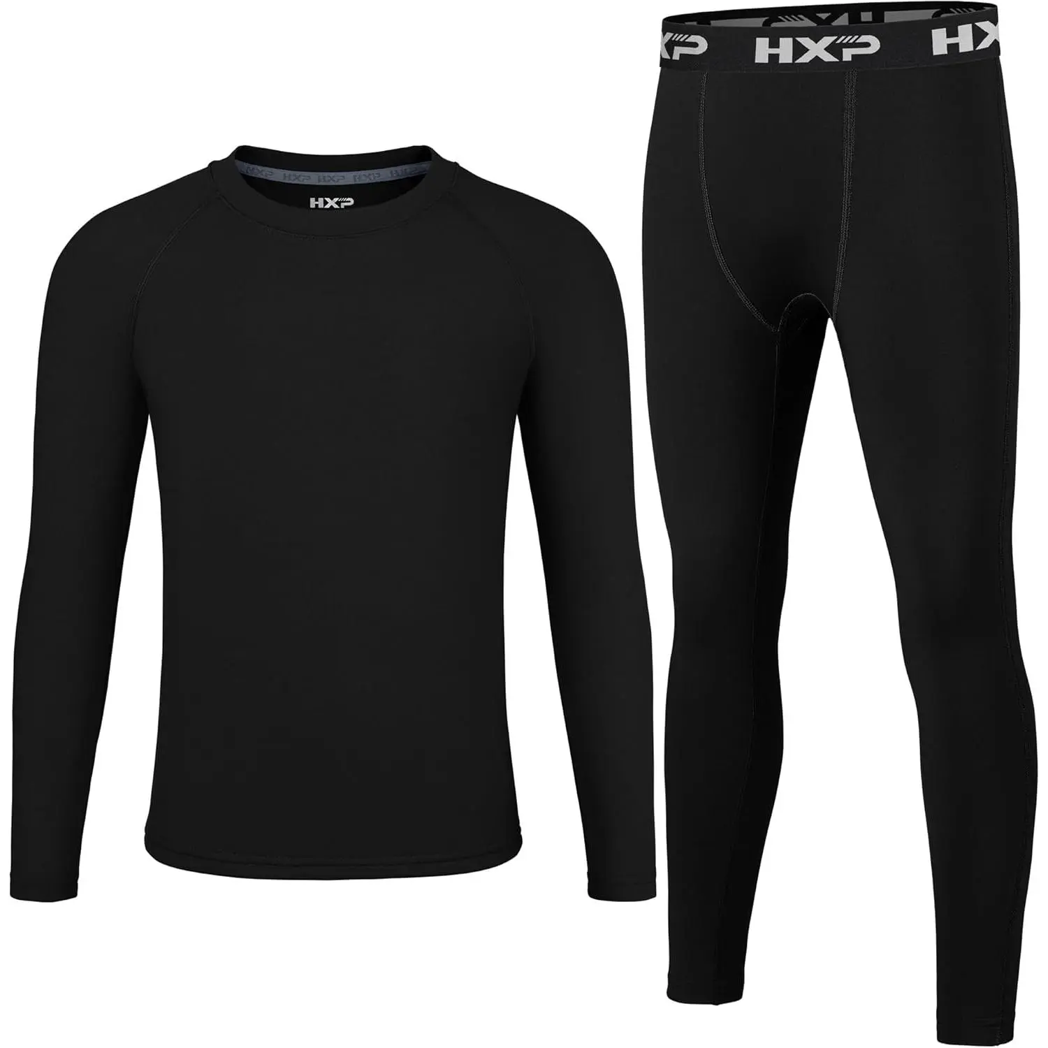 Boys Compression Thermal Base Layer Set, Athletic Youth Fleece Lined Long Sleeve Sports Tops Leggings for Kids