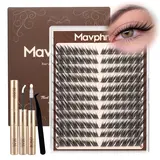 Mavphnee 0.07mm Fox Eye Cluster Lashes Kit - J Curl, Pre-Mapped, 9-16MM Individual Eyelashes Extensions, Lightweight Salon-Quality, Easy-to-Apply DIY Kit for Longer Looking Eyelashes, Better Eye Definition in Photos, Daily Wear