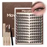 Mavphnee 0.07mm Fox Eye Cluster Lashes Kit - J Curl, Pre-Mapped, 9-16MM Individual Eyelashes Extensions, Lightweight Salon-Quality, Easy-to-Apply DIY Kit for Longer Looking Eyelashes, Better Eye Definition in Photos, Daily Wear