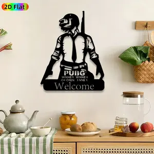 1pc PUBG Character Metal Wall Art, Gaming Warrior Wall Sculptures Mural, Artistic Metalwork, Intricate Craftsmanship, Perfect for Housewarming, Graduation Decor, Perfect for Game Room Bedroom Office Decor, Ideal Gift for Gaming Enthusiasts.