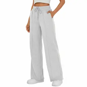 Women's Wide Leg Pants High Waist Casual Warm Pants Sweatpants Lounge Work Pants Slack with Pockets