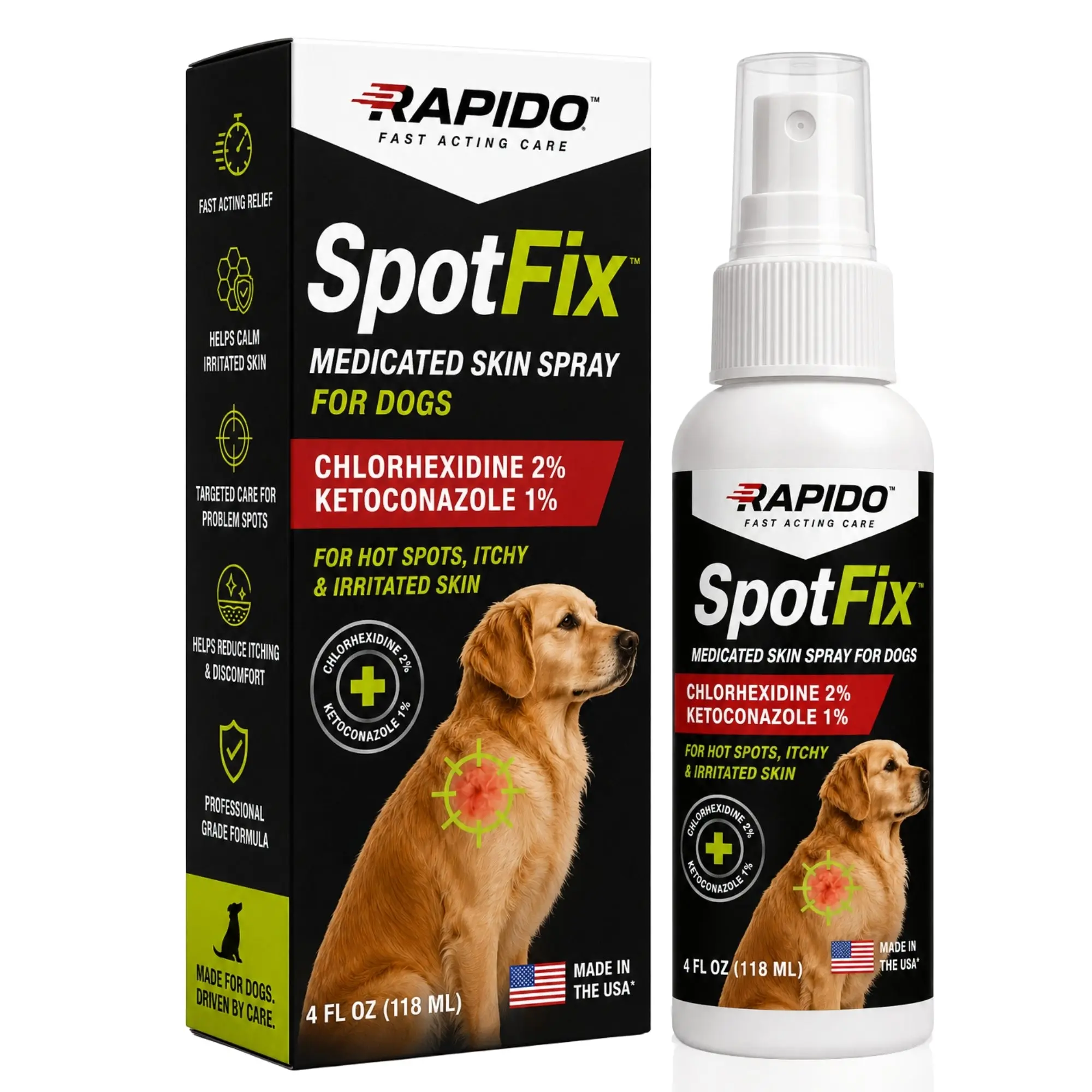 RAPIDO SpotFix Medicated Skin Spray for Dogs - HotSpot Relief