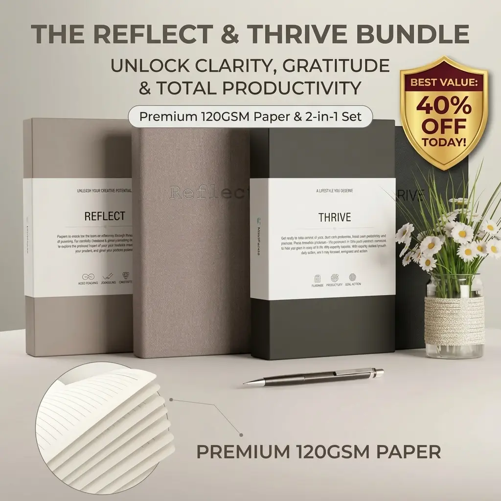 MindPanda Ultimate Journal & Planner Bundle – Guided Mindfulness Journal & Thrive Daily Productivity Planner Set | Non-Bleed A5 Hardcover Set