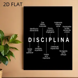 Bilingual Spanish-English Self-Discipline Motivation Wall Art - Wooden Frame Spanish Efficiency Chart Canvas Print - Self-Discipline Quotes and Goal-Setting Guide, suitable for home office decoration, classroom layout