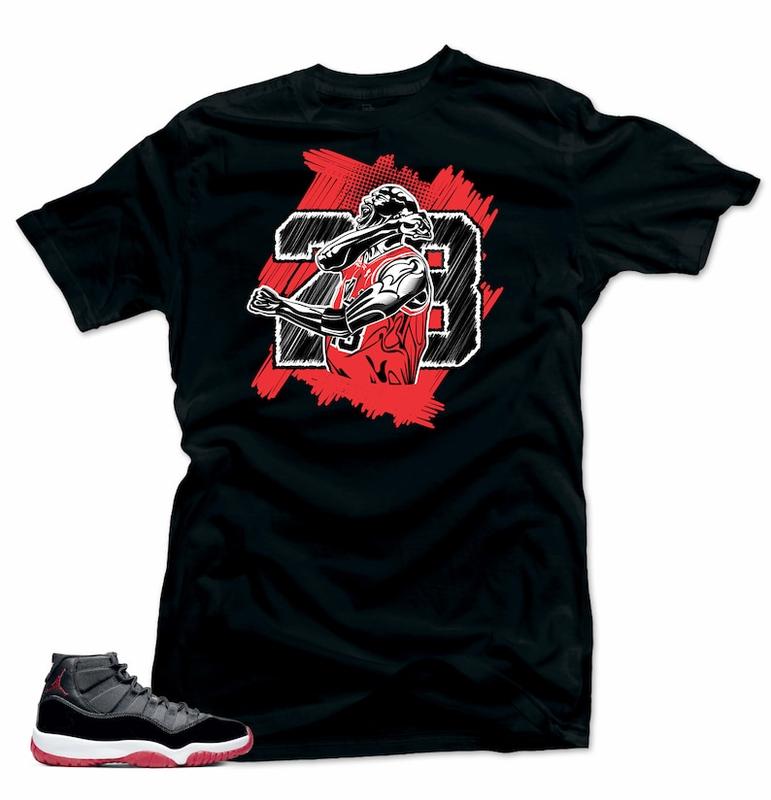Jordan 11 Bred Shirts Match- Goat 23 Black Tee