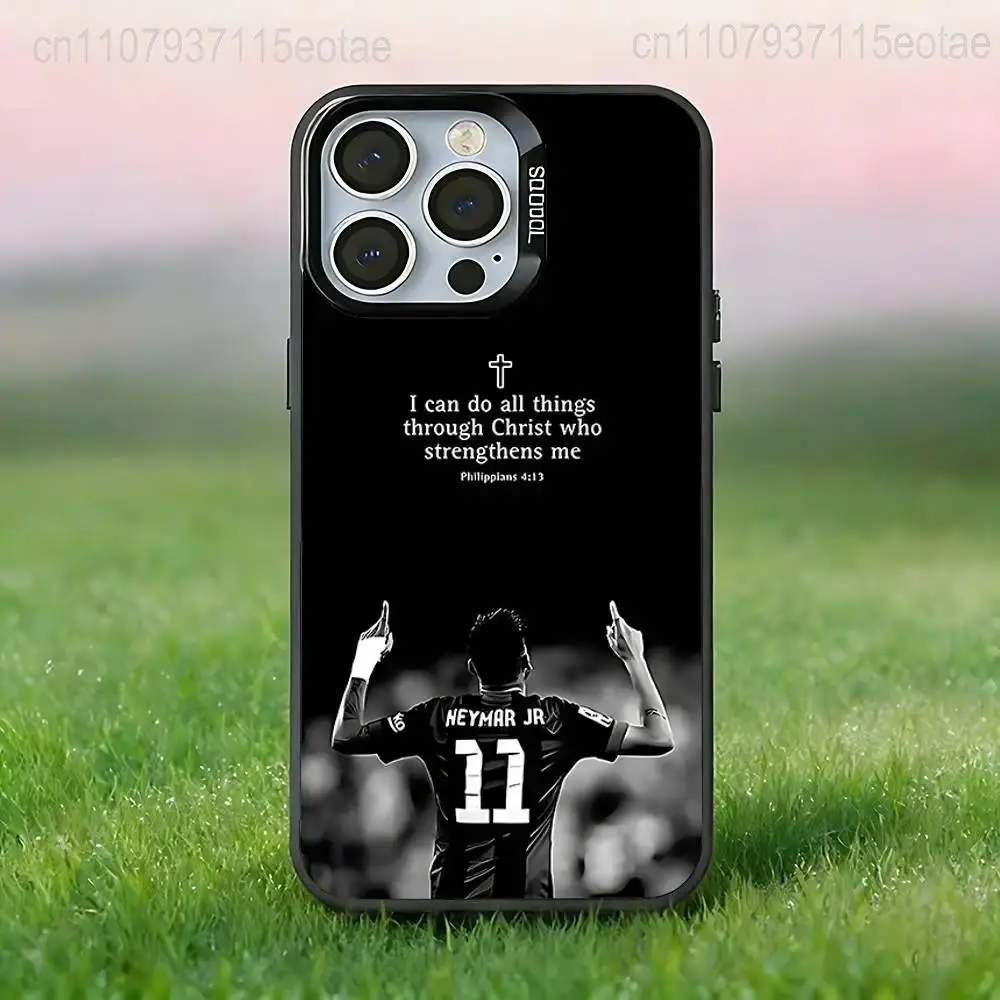 Neymar Football Themed TPU IMD Craft Smartphone Case - Black, Trendy Star Pattern, Shockproof, Scratch-Resistant Handheld Cellphone Protection Cover for iPhone 17,16E,16,15,14,13,12,11 Pro,Max,Plus,Air,Mini Devices, Resistance, Casing