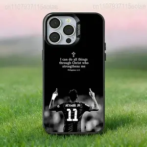 Neymar Football Sports Cool Phone Case Black TPU IMD craft protective cover, trendy star pattern design, shockproof and scratch-resistant. Compatible with iPhone 17, 16E, 16, 15, 14, 13, 12, 11 Pro, Max, Plus, Air and Mini.