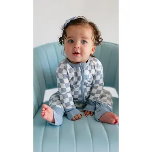 Infant Romper in Cornflower Blue Checkered